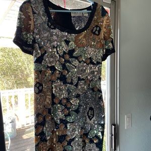 Black Tie Vintage Sequins Dress